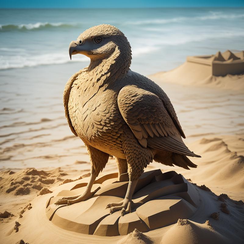 00035-4204278085-a (sandsculpturecd, sand_1.2) eagle, (solo_1.2), standing in sandbeach, full body,, no humans, high quality, masterpiece, realis.png